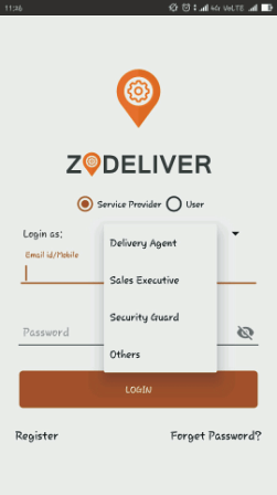 Login Process at ZoDeliver