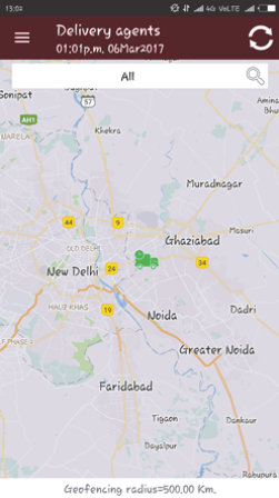 Delivery Agents on Zodeliver Map